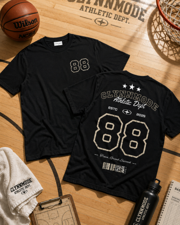 CLYNN MODE Athletic Dept. 88 Oversized Graphic T-Shirt For Men | Premium 240 GSM Cotton Streetwear Tee